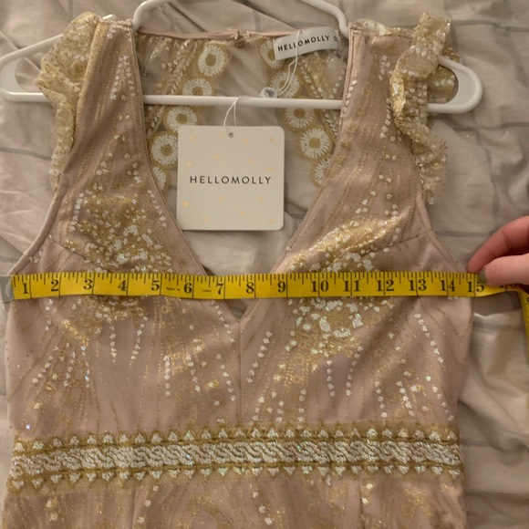 NWT HelloMolly Blush & Gold Dress - Size M - Picture 8 of 12